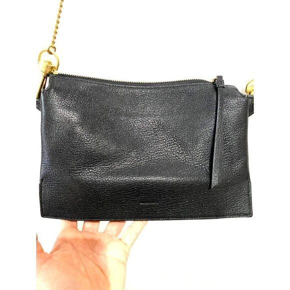 allsaints fletcher xbody bag leather black gold clutch grunge goth clutch $299 - Picture 7 of 16
